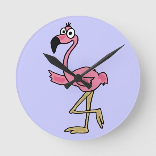BU- Funny Flamingo Wall Clock Runde Wanduhr (Vorderseite)