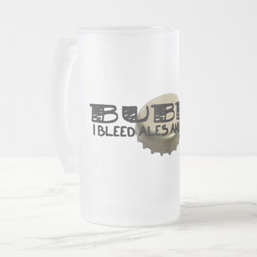 Bubba und Bierflasche-Kappe Mattglas Bierglas (Vorderseite Links)