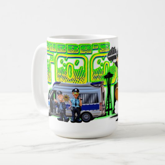 Bubbas Bikertoons Kaffeetasse (Vorderseite Links)