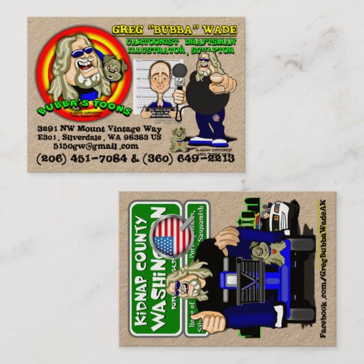 BUBBA'S TOONS VISITENKARTE (Vorne/Hinten)