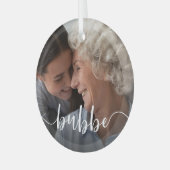 Bubbe Oma Script Overlay Ornament Aus Glas (Vorderseite links)