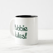 Bubbie Regeln Zweifarbige Tasse (Vorderseite Links)