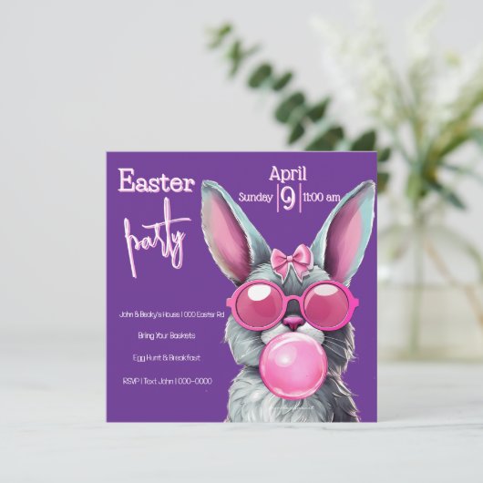 Bubblase Ostern Sonntagsparty Einladung (Stehend Vorderseite)