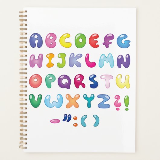 Bubble Alphabet Letters Kids Typography Planer (Vorderseite)