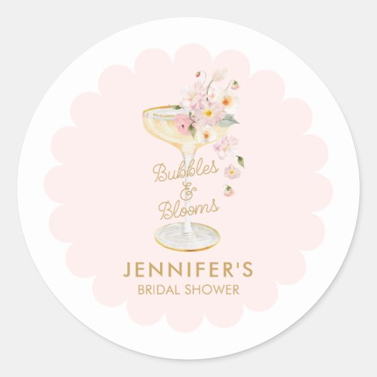Bubble and Blooms Bridal Shower Favor Runder Aufkleber (Vorderseite)