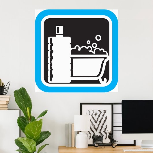 Bubble Bath Icon Relaxing Bathroom Spa Poster