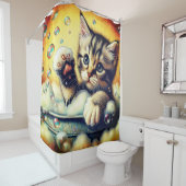 "Bubble Bath Kitten - Whimsical Bath Time Art" Duschvorhang (Beispiel)