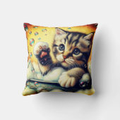 "Bubble Bath Kitten - Whimsical Bath Time Art" Kissen (Rückseite)