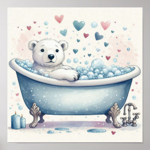 Bubble Bath Polar Bear Poster