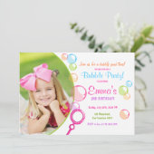 Bubble Birthday Party Einladung POP Birthday Girl (Stehend Vorderseite)