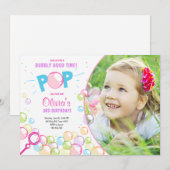 Bubble Birthday Party Einladung POP Birthday Girl (Vorne/Hinten)