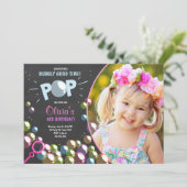 Bubble Birthday Party Einladung POP Geburtstagskin (Stehend Vorderseite)