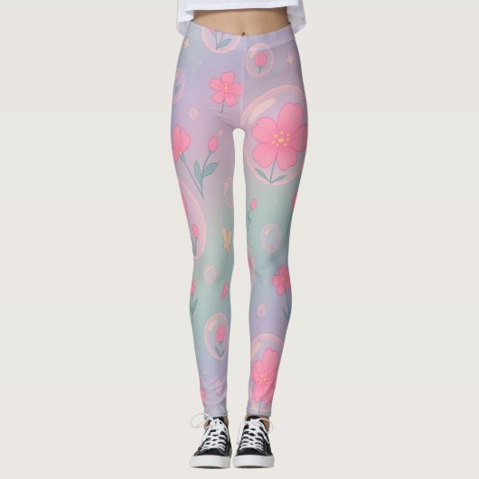 Bubble Bloom Garden – Pastel Floral Pattern for Gi Leggings (Vorderseite)