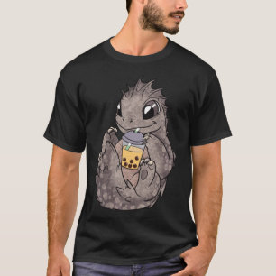 Bubble Boba Milchtee Lustiger Drache Kawaii Cowboy T-Shirt
