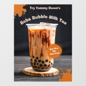 Bubble Boba Tea Donut Shop Promo Fensteraufkleber (Blatt)