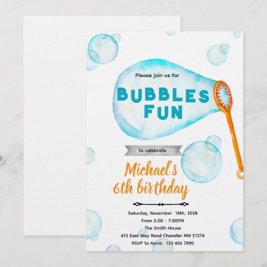 Bubble boy Birthday Invitation Einladung (Vorne/Hinten)