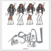 Bubble Braids Dancer Stickers Grau/Weiß Aufkleber (Blatt)