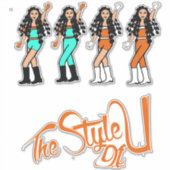 Bubble Braids Dancer Stickers Orange/Aqua Aufkleber (Vorderseite)