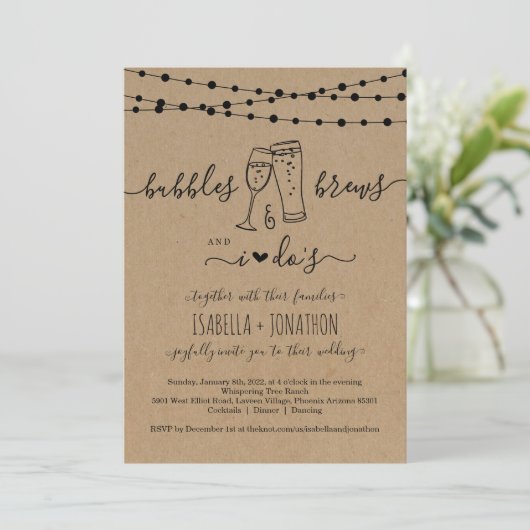 Bubble & Brews und ich machen eine Einladung zur H (Stehend Vorderseite)