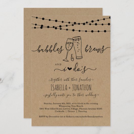 Bubble & Brews und ich machen eine Einladung zur H (Vorne/Hinten)