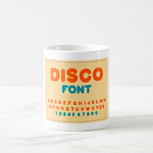Bubble Disco Alphabet Schriftart Fett Vintage Buch Kaffeetasse