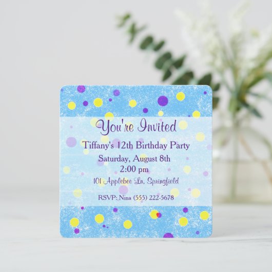 Bubble Dot Custom Geburtstag Einladung (Stehend Vorderseite)