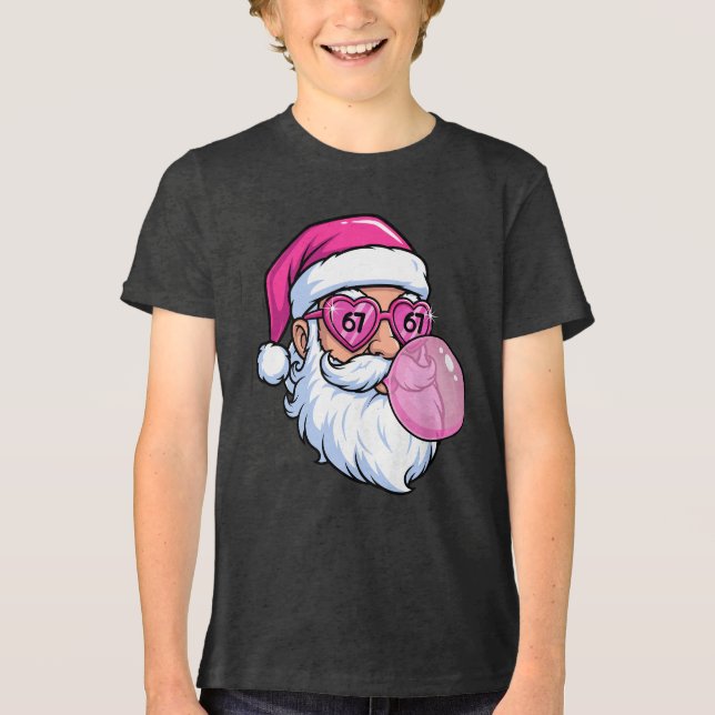 Bubble Gum 6 7 Santa Christmas  Tri-Blend Shirt (Vorderseite)