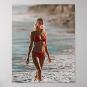 Bubble Gum Beach Babe Küsten Sommer Wandkunst Poster (Vorne)