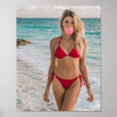 Bubble Gum Beach Babe Küsten Sommer Wandkunst Poster (Vorne)