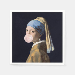 Bubble Gum Diva mit Perlenohrring Serviette