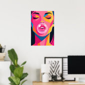 Bubble Gum Girl Pop Art Poster (Heimbüro)