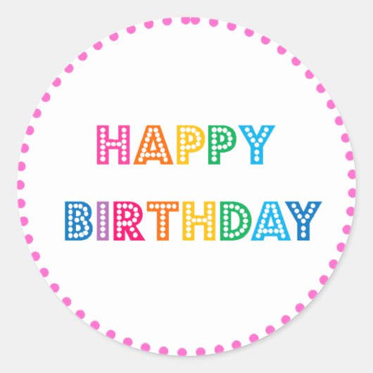 Bubble Gum Happy Birthday Party Runder Aufkleber (Vorderseite)