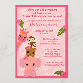 Bubble Gum Jungle Baby Shower Einladungen GIRL