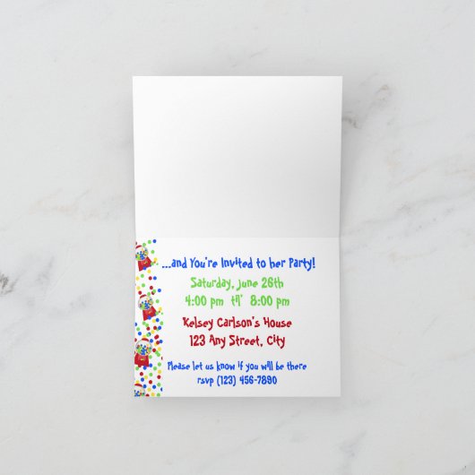 Bubble Gum Party laden Einladung (Innenseite)