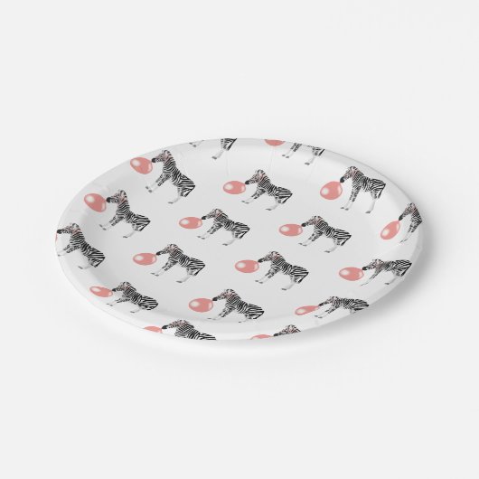 Bubble Gum Zebra Blasble Muster Pappteller (Schrägansicht)