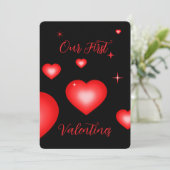 Bubble Heart Coupon Black Valentine Card Einladung (Stehend Vorderseite)