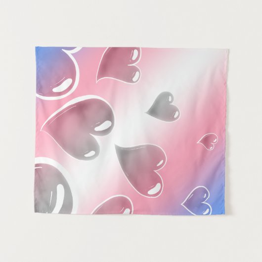 Bubble Hearts Transgender Wandteppich (Vorderseite (Horizontal))