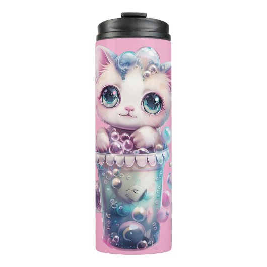 Bubble-Katze Thermosbecher (Vorderseite)