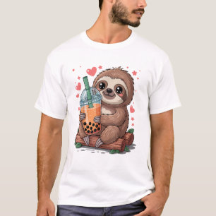 Bubble Kawaii Faultier trinkt Boba-Tee T-Shirt
