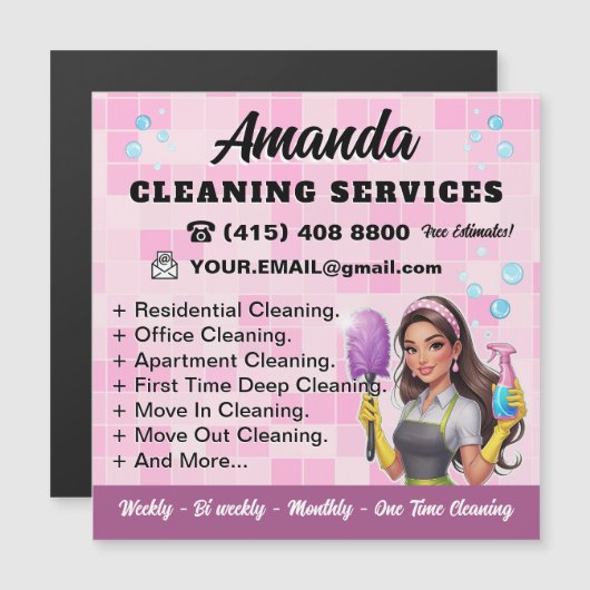 Bubble Lady Janitorial Cleaning Service Magnetkarte (Vorne/Hinten)