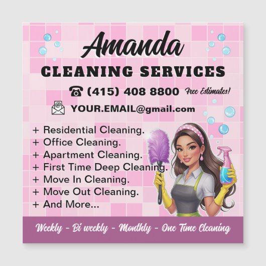 Bubble Lady Janitorial Cleaning Service Magnetkarte (Vorderseite)