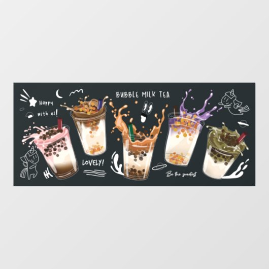 Bubble Milk Tee Pearl Milk Tee Boba Tea Fensteraufkleber (Blatt)