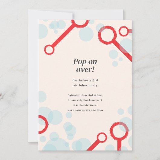 Bubble Party Geburtstagsladen Einladung (Vorderseite)