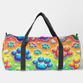 Bubble Paw Print Rainbow Travel Duffle Bag (Vorderseite)