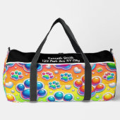 Bubble Paw Print Rainbow Travel Monogram Personal Duffle Bag (Vorderseite)