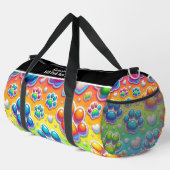 Bubble Paw Print Rainbow Travel Monogram Personal Duffle Bag (Rechte Ecke)