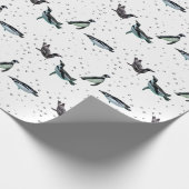 Bubble Pinguine Wrapping Paper (Farbe auswählen) Geschenkpapier (Ecke)