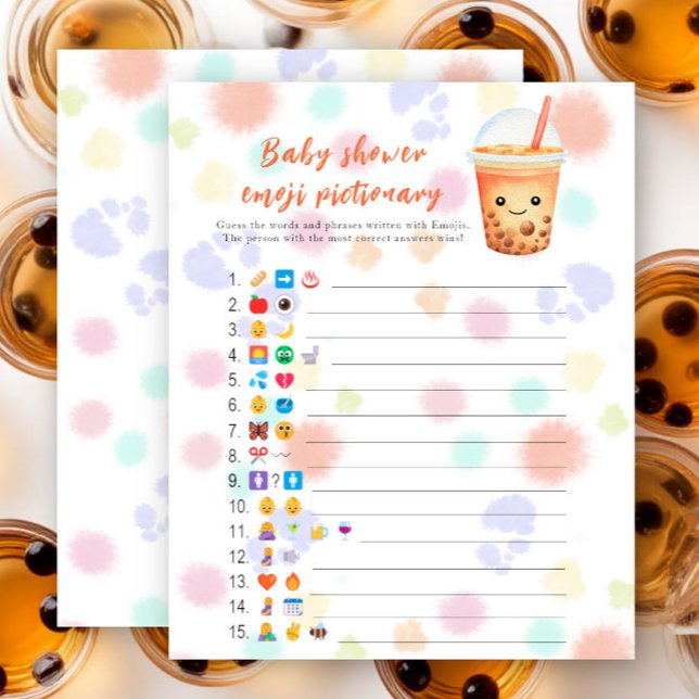 Bubble Tea Baby Shower Emoji Bild Spiel (Von Creator hochgeladen)