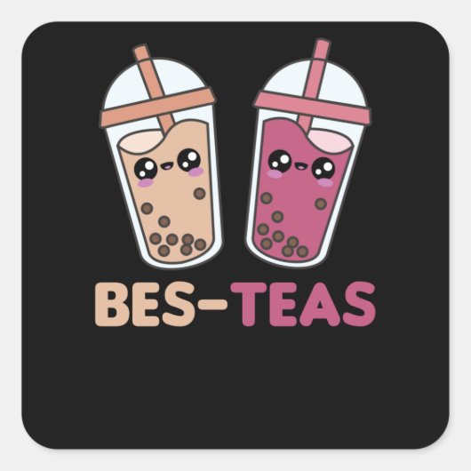 Bubble Tea Best Friends Party Partner Boba Quadratischer Aufkleber (Vorderseite)