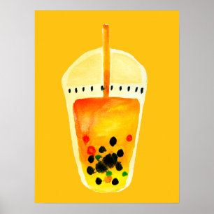Bubble tea boba Aquarellkunst Poster